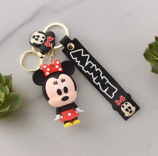 Minnie Key chain 2.72-inch Silicone Cartoon Figure, Cute Casual Style Bag Pendant, Ideal Gift