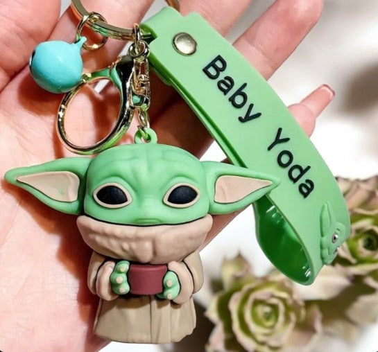 Baby Yoda Keychain  Silicone Cartoon Figure, Cute Casual Style Bag Pendant, Ideal Gift