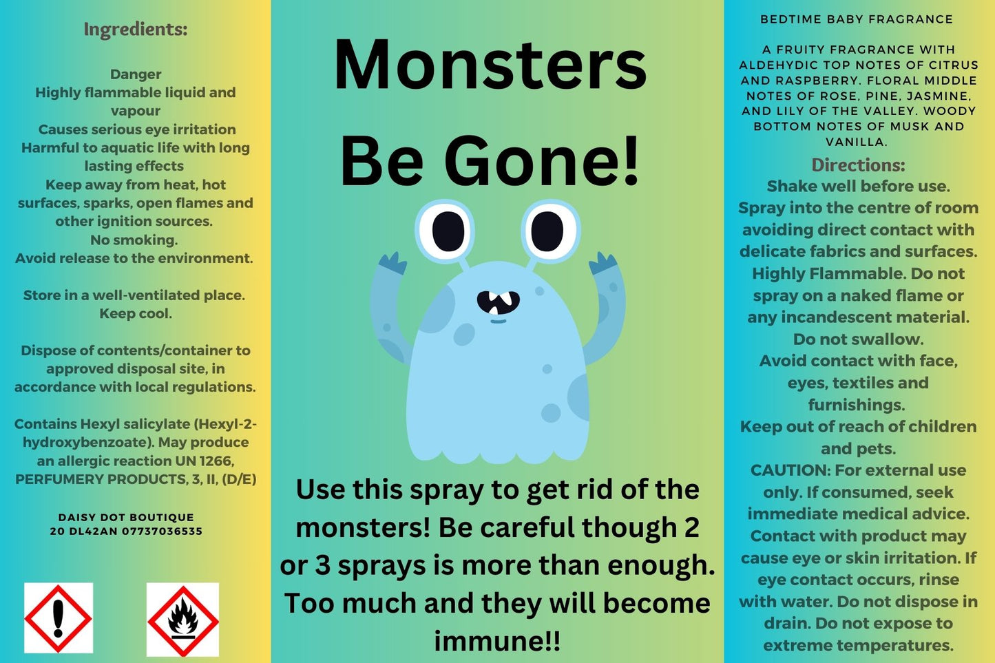 Monsters be gone spray!