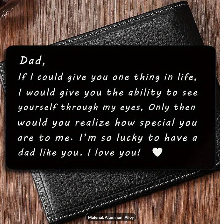 Engraved For My Dad Metal Card - Heartfelt Daughter / Son to dad gift